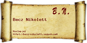 Becz Nikolett névjegykártya